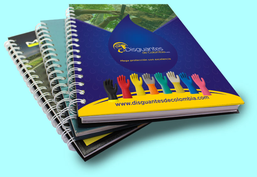 Cuadernos anillados personalizados para Disguantes, cliente de Crearte desde 2007